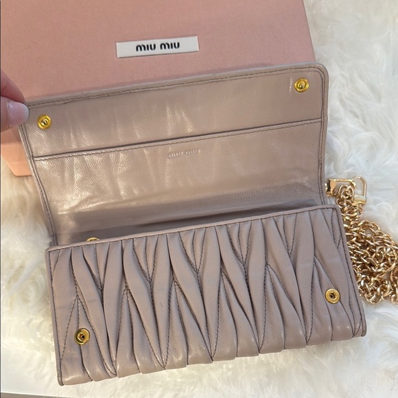 Miu Miu Gray Wallet with Gold Chain - Picture 8 of 14